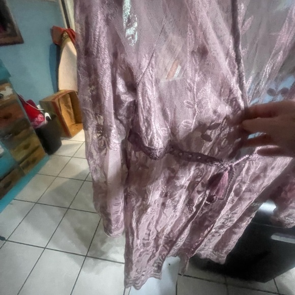 Sheer Lace Robe - Mauve - Picture 3 of 5